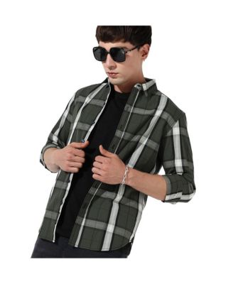 Men's Tartan Plaid Dark Green Shirt.