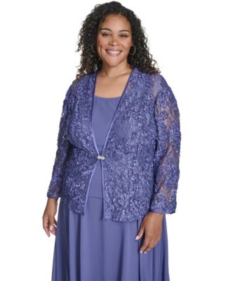 Plus Size Maxi Dress with 3/4-Sleeve Jacket, 2-Piece Set