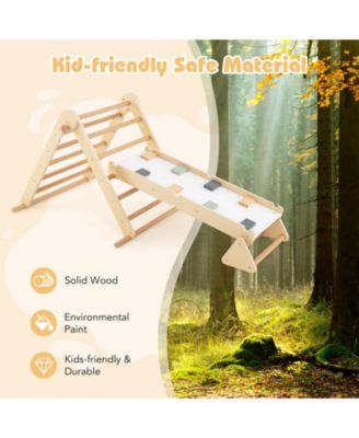 3-in-1 Pikler Triangle Climbing Set Kids Foldable Montessori Toys with Ramp