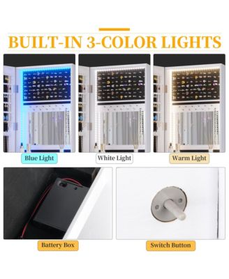 Wall/Door Mounted LED Jewelry Storage Mirror Cabinet