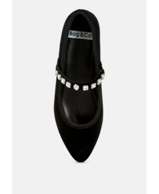 Womens Aralia Velvet Mary Jane Ballerinas