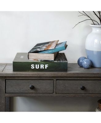 3-Piece Wood and Canvas Beach Themed Book Storage Boxes, Multicolor