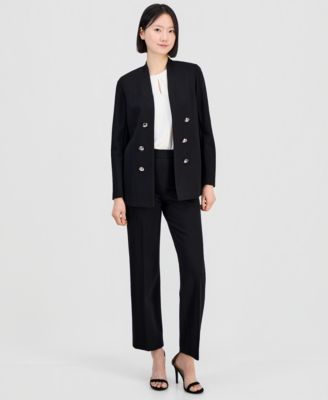 Women's Open-Front Stand Collar Blazer & High-Rise Pull-On Pants