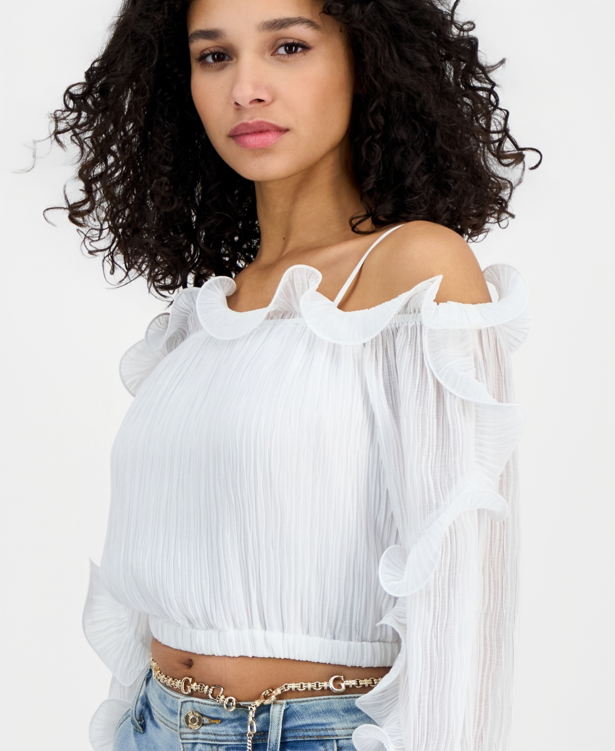 Guess Women's Gabriella Ruffled Off-The-Shoulder Top