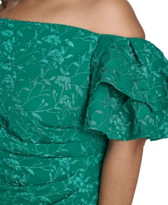 Plus Size Off-The-Shoulder Short-Sleeve Gown