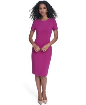 Calvin Klein - Women's Crewneck Short-Sleeve Sheath Dress