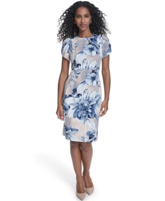 Calvin Klein - Women's Printed Tulip Short-Sleeve Sheath Dress