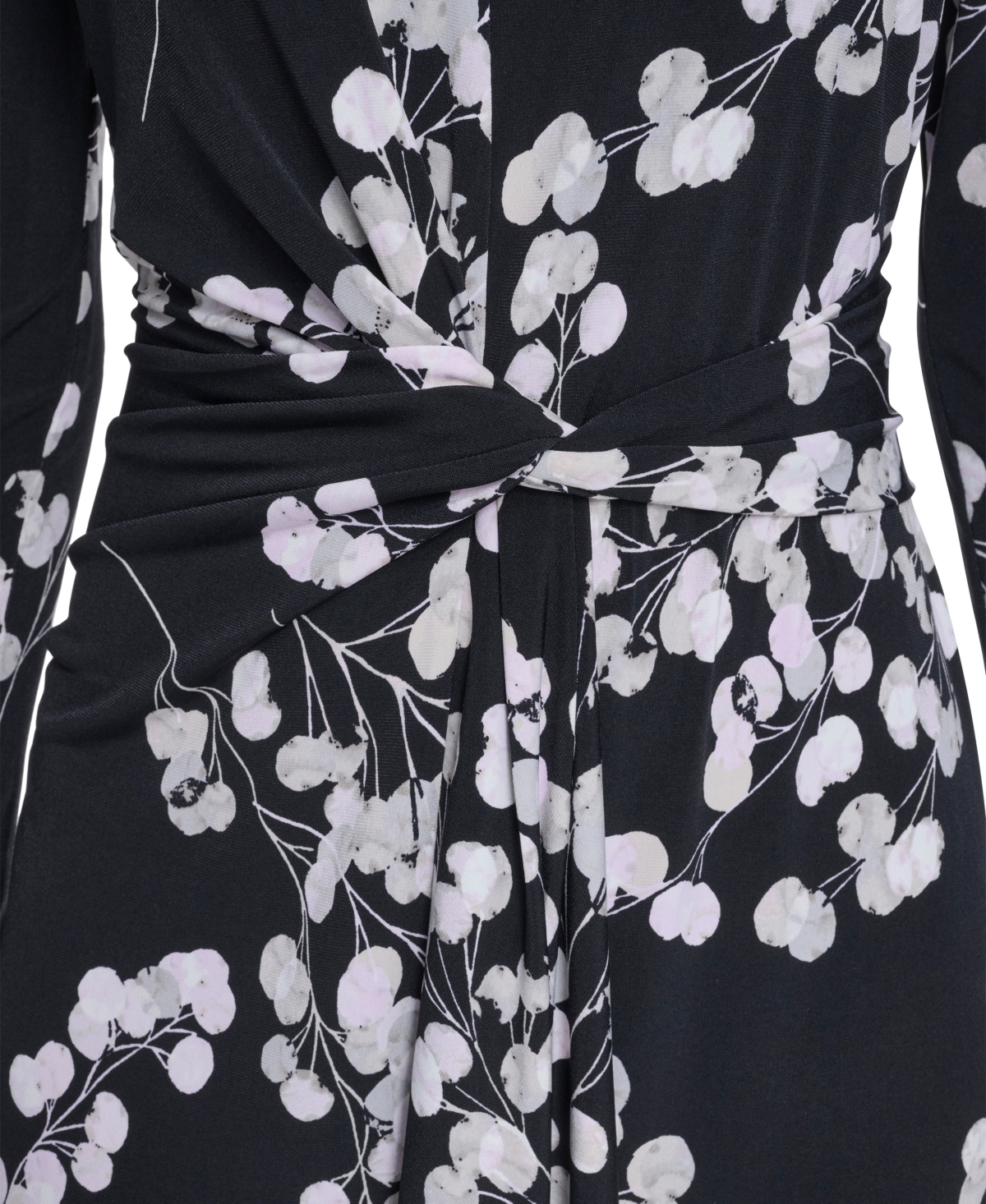 Calvin Klein Women's Jersey Surplice Long-Sleeve Crewneck Dress