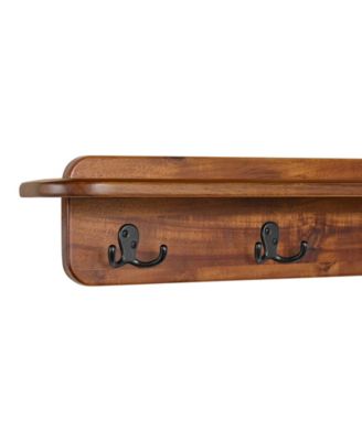 36" Acacia Wood Calais Wall Shelf with Hook