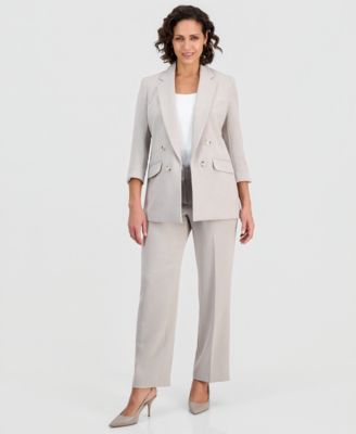 Women's Double Breasted Open-Front Blazer & High Rise Wide-Leg Pants
