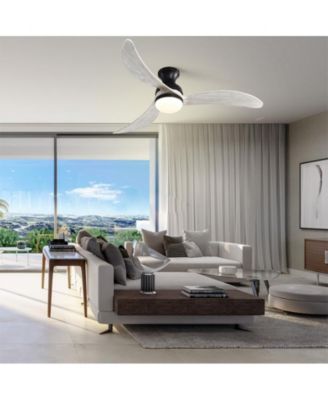 52-inch Modern Classic Black 3-Blade Flush Mount with Intelligent Remote Control and Light