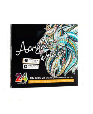 24 Colors Dual Tip Acrylic Paint Markers with Brush Tip and Fine Tip for Rock Painting, Canvas, Stone, Glass, Ceramic, Wood, DIY Crafts