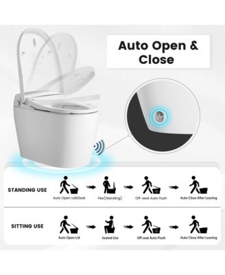 Smart Elongated One-Piece Bathroom Fixture With Heated Seat, Auto Flush Night Light And Deodorizer