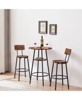 Casainc Round Stool Set with Shelf and Backrest
