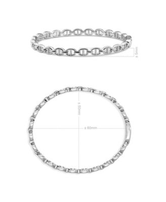 Mariner Anchor Bangle Bracelet in Rhodium Plated Sterling , Size