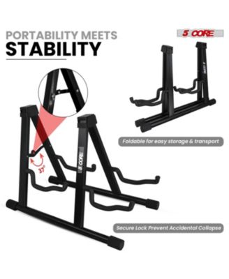 Double Guitar Stand Floor Adjustable A Frame Folding Acoustic Electric Guitars Holder Stands GSS 2N1 BLK