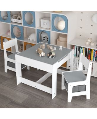 3-in-1 Kids Activity Table Set with Storage Drawer and Detachable Tabletop in White