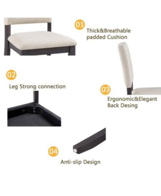 5-Piece Round Dining Set with 47.3 Inch Table and 4 Upholstered Chairs