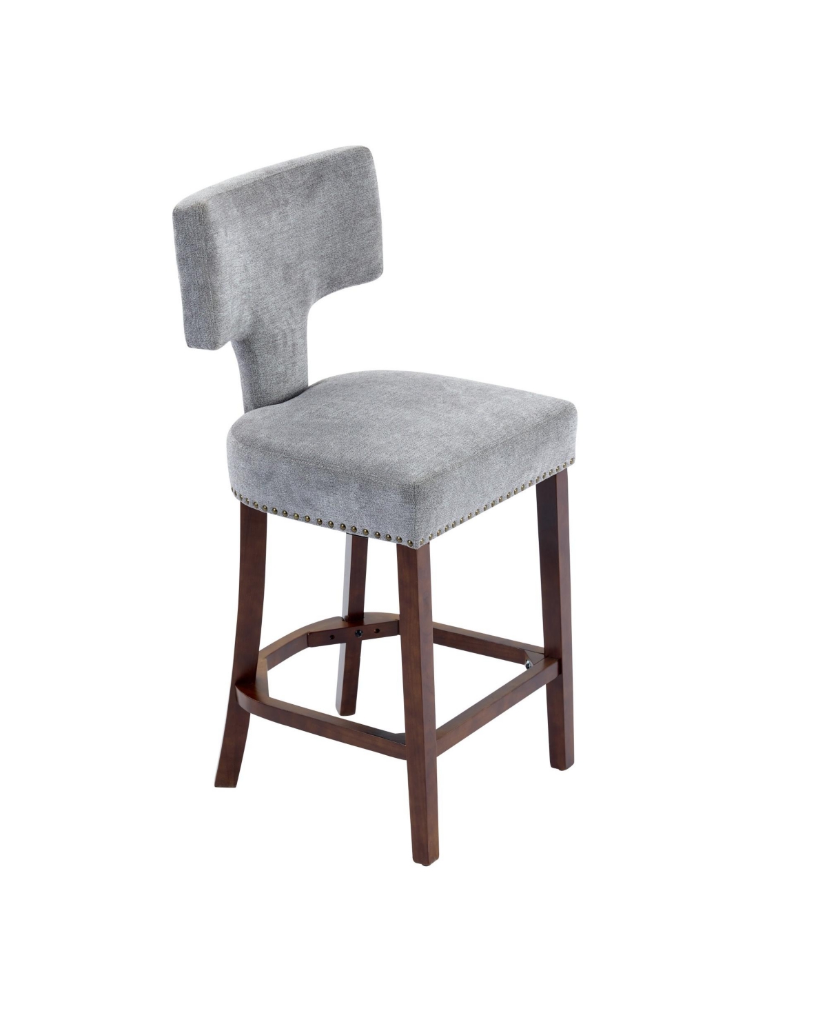 sumyeg Set of 2 Mid-Century Counter Stools with Curved Back and Upholstered Seat