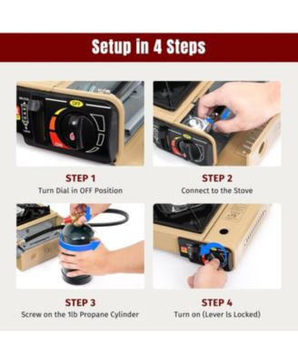 Dual Fuel Camping Stove with Butane&Propane Compatibility, Portable Stove for Outdoor, 7800 BTUs Output, Khaki