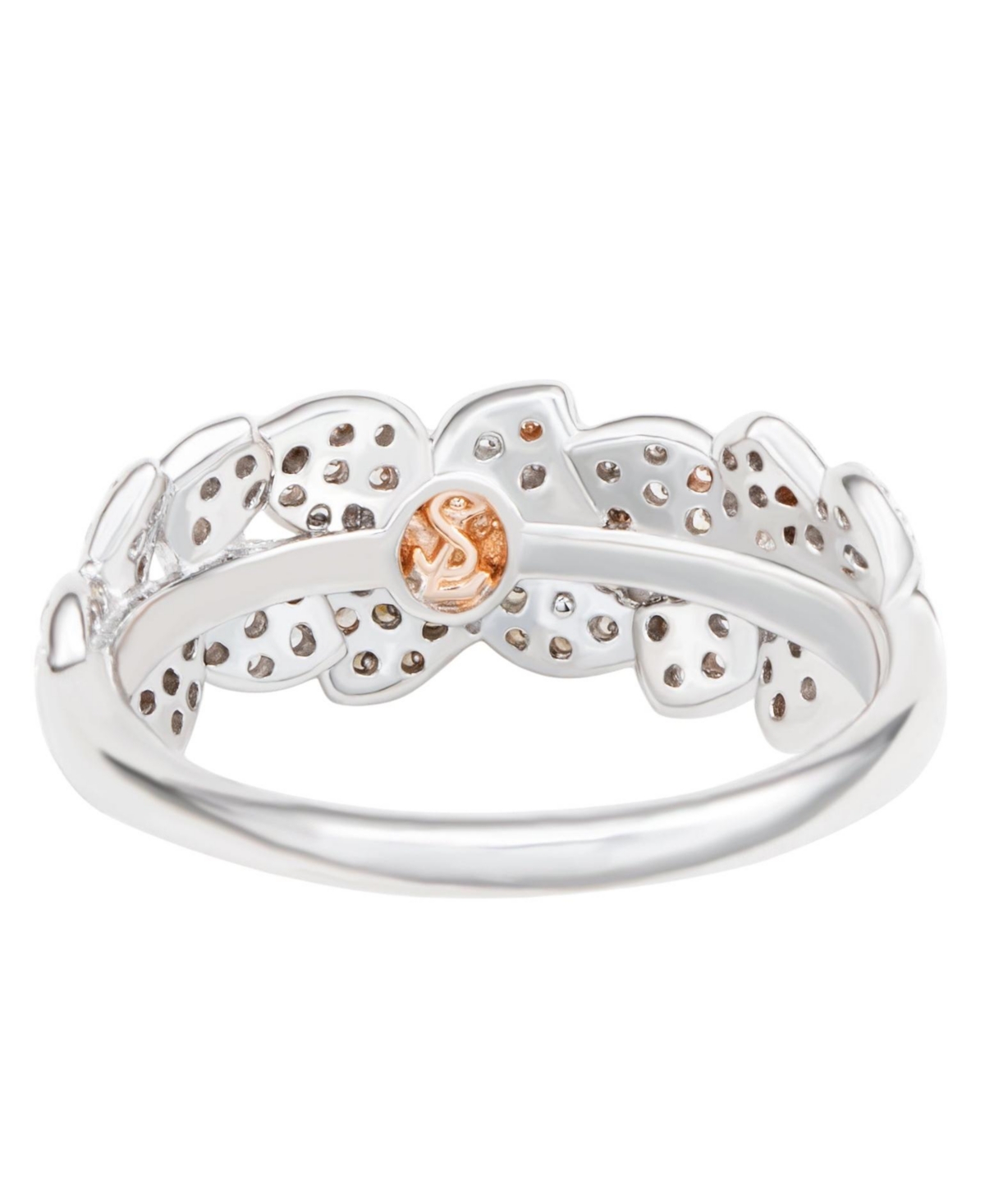 Suzy Levian Sterling Silver Cubic Zirconia Multi Flower Band Ring
