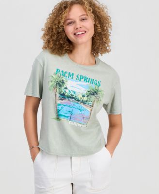 Juniors' Palm Springs Mineral Wash Graphic T-Shirt