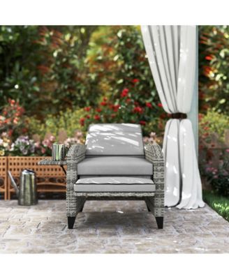 Outdoor Recliner Chair with Adjustable Backrest, Cushion,
