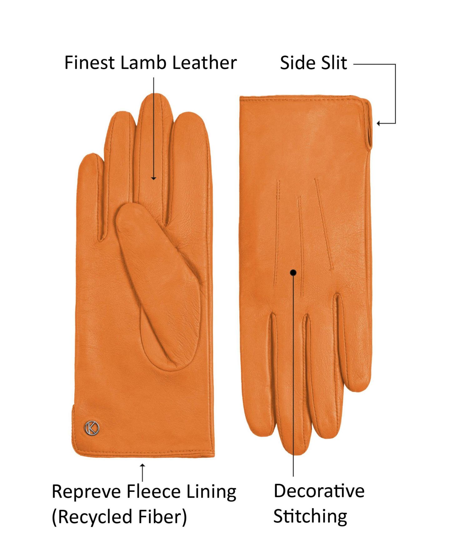 Женские перчатки KESSLER Premium lambskin leather glove "Carla, цвет: Яркий оранжевый — фото 7