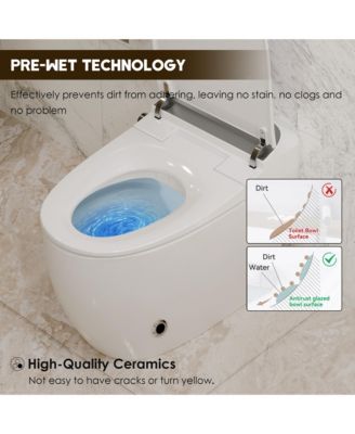 Heated Smart Bathroom Fixture Seat With Soft-Close Cover, Night Light, Foot Sensor Flush, Power Outage Flush