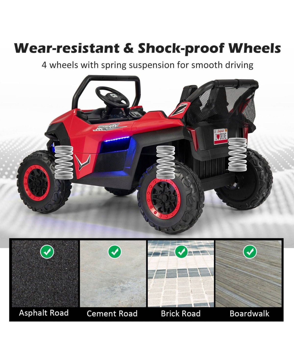 Sugift 12V 2-Seater Kids Ride on Utv with Slow Start Function Music-Black