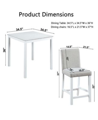5-Piece Counter Height Dining Set with Crystal Accent Square Wood Table and 4 Upholstered Chairs