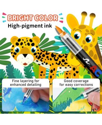 36 Colors Acrylic Paint Markers, with Soft Brush Tip， Waterproof and No Bleed for Fabric, Egg, Rock Painting and DIY Crafts Art Supplies