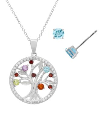 2-Pc. Multi-Stone Pendant Necklace & Earrings Set (2.24 ct. t.w.) in Sterling Silver