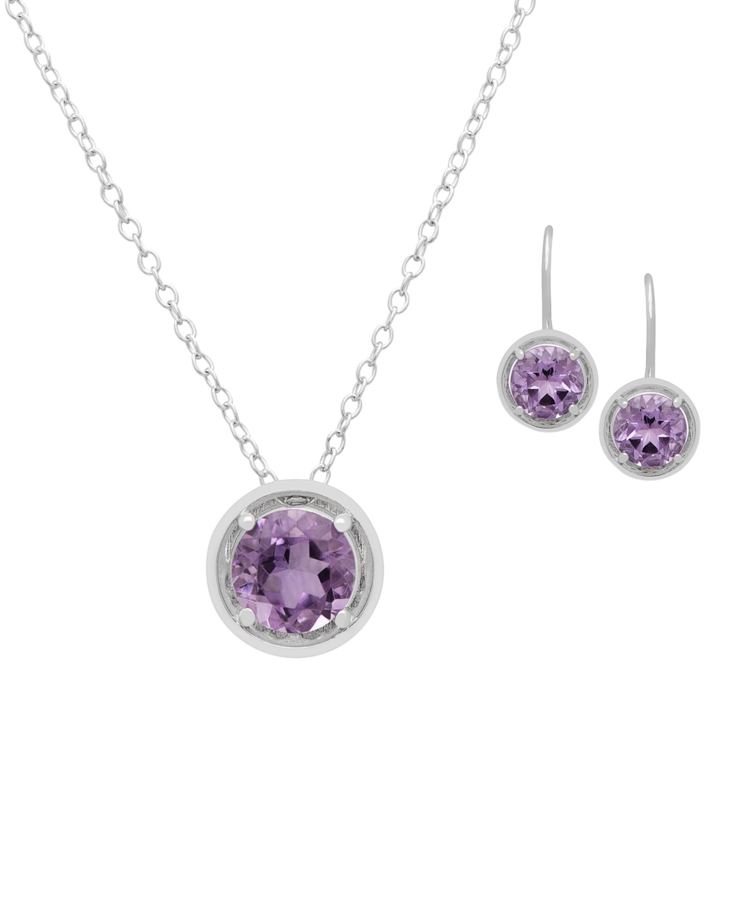 2-Pc. Amethyst Pendant Necklace & Earrings Set (3.90 ct. t.w.) in Sterling Silver