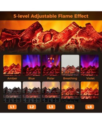 26 Inch Electric Fireplace Heater with Remote Control and Realistic Lemonwood Ember Bed-Black