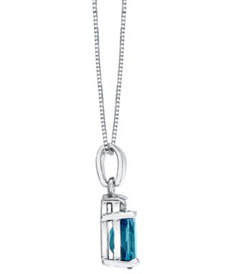 Blue Topaz (1 ct. t.w.) & Diamond Accent Pendant Necklace in 14k White Gold