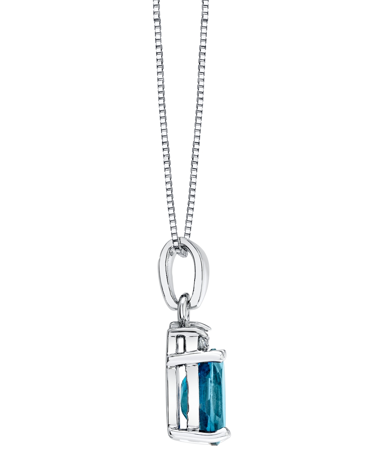 Macy's Blue Topaz (1 ct. t.w.) & Diamond Accent Pendant Necklace in 14k White Gold