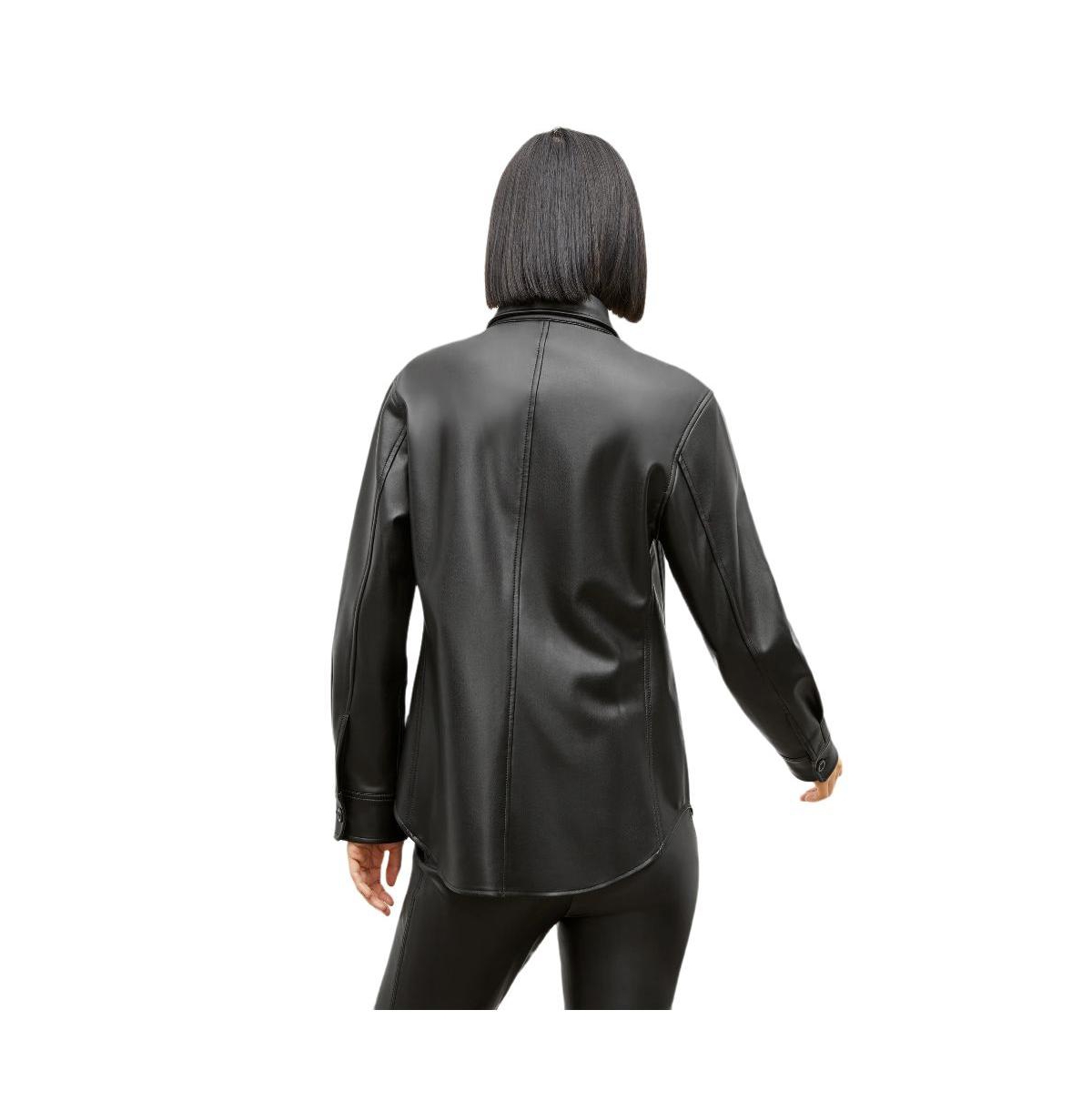 M.m.LaFleur Women's Sierra Faux Leather Shacket with Relaxed Fit
