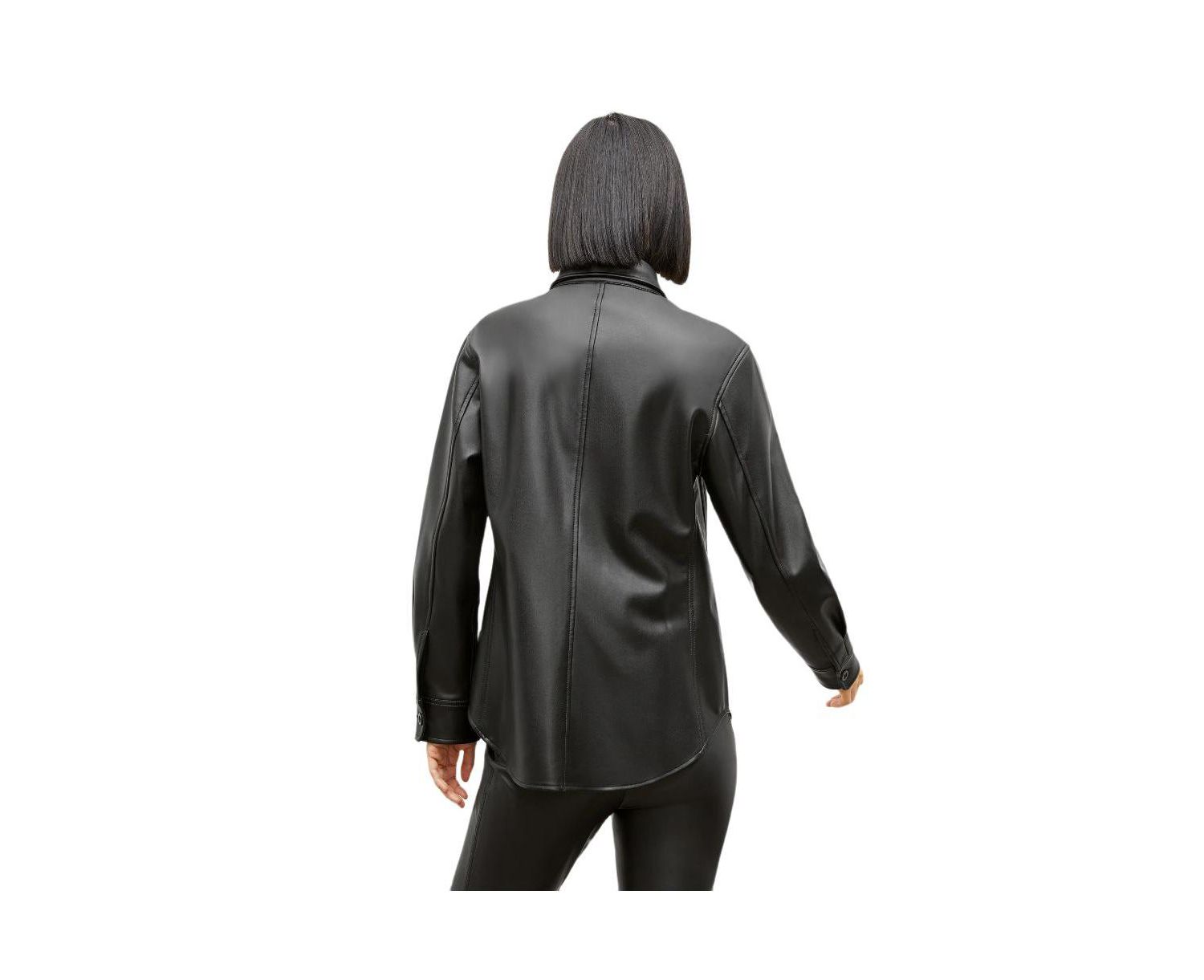 Women's Sierra Faux Leather Shacket with Relaxed Fit