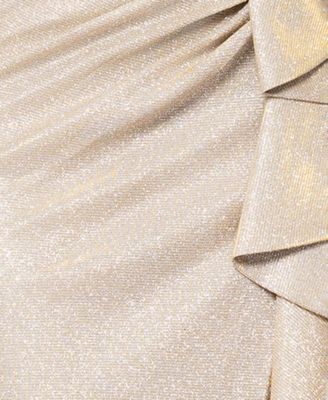 Women's Metallic Off-The-Shoulder Ruffled Gown