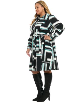 Plus Size Long-Sleeve Shirt Dress