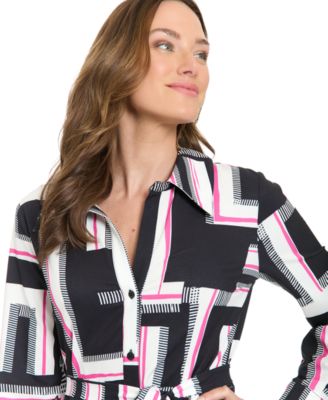 Petite Long-Sleeve Short Shirt Dress