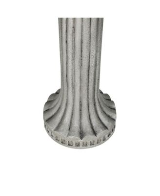 24 Inch Height Outdoor Bird Bath - Fibre Reinforced Concrete Large Bird Bath Stylish with Modern Pedestal for Garden, Patio