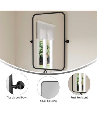 Mason Pivot Wall Mirror with Slim Frame and Backed Glass for Clarity for Bathrooms