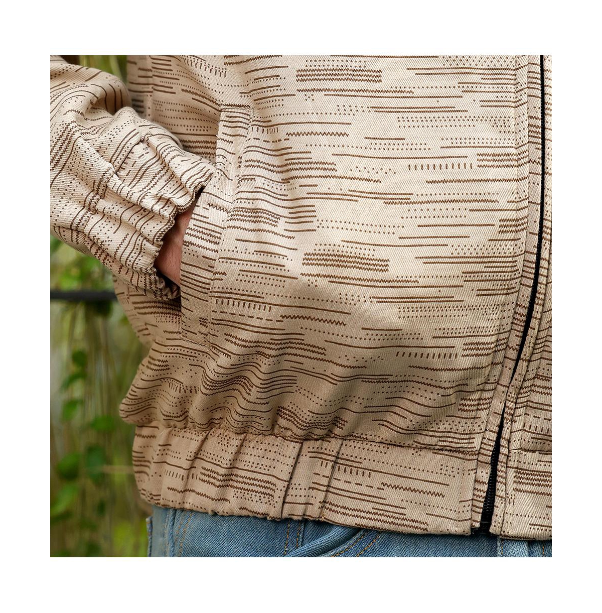 Campus Sutra Men's Khaki Brown Lined-Jacquard Bomber Jacket