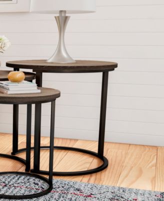 Round Modern 3-Pc. Wood Nesting Table Set