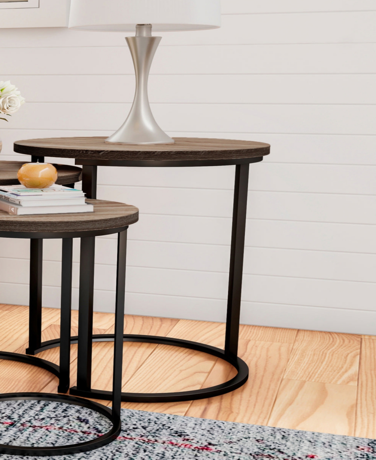 Lavish Home Round Modern 3-pc. Wood Nesting Table Set In Brown