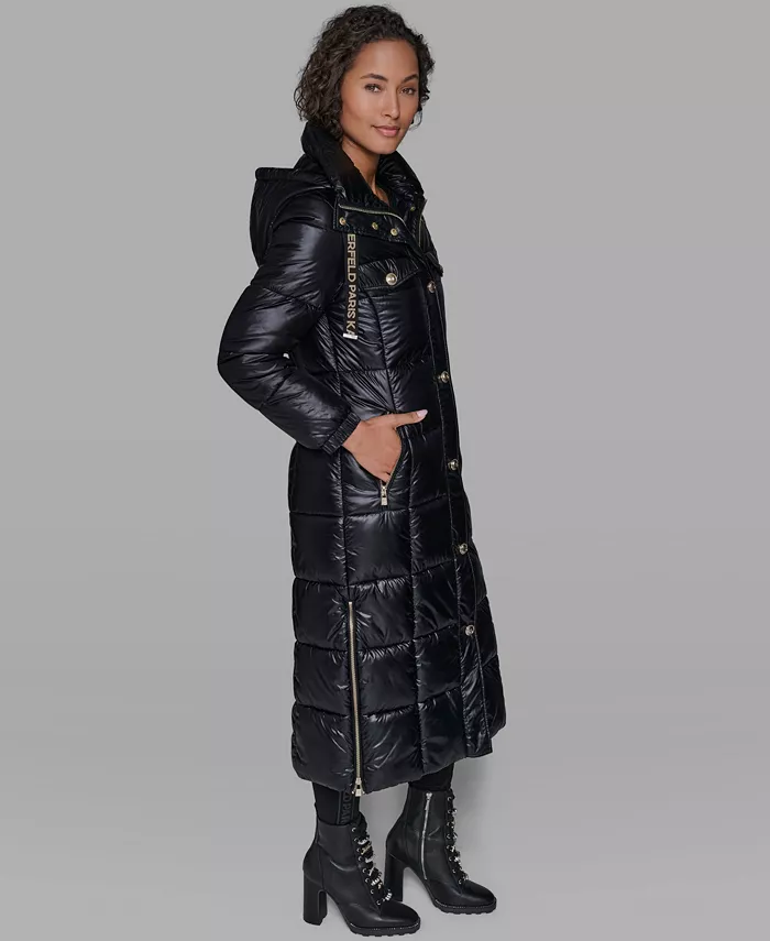 Women's Hooded Snap-Front Puffer Coat - thumbnail 2