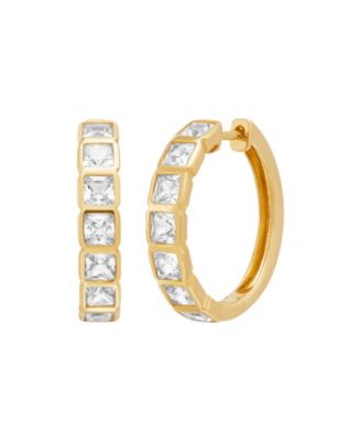 White Sapphire Hoop Earrings (2-1/2 ct. t.w.) in 14k Yellow Gold-Plated Sterling Silver