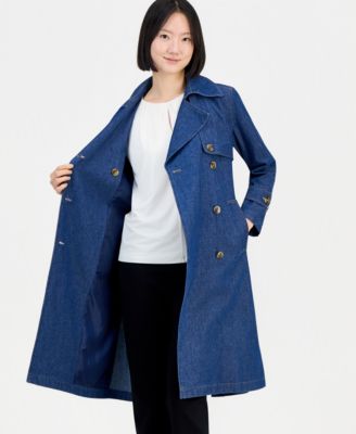 Women's Double-Breasted Cotton Denim Trench Coat